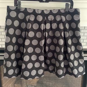 Gap short a-line skirt; black with grey polka dots